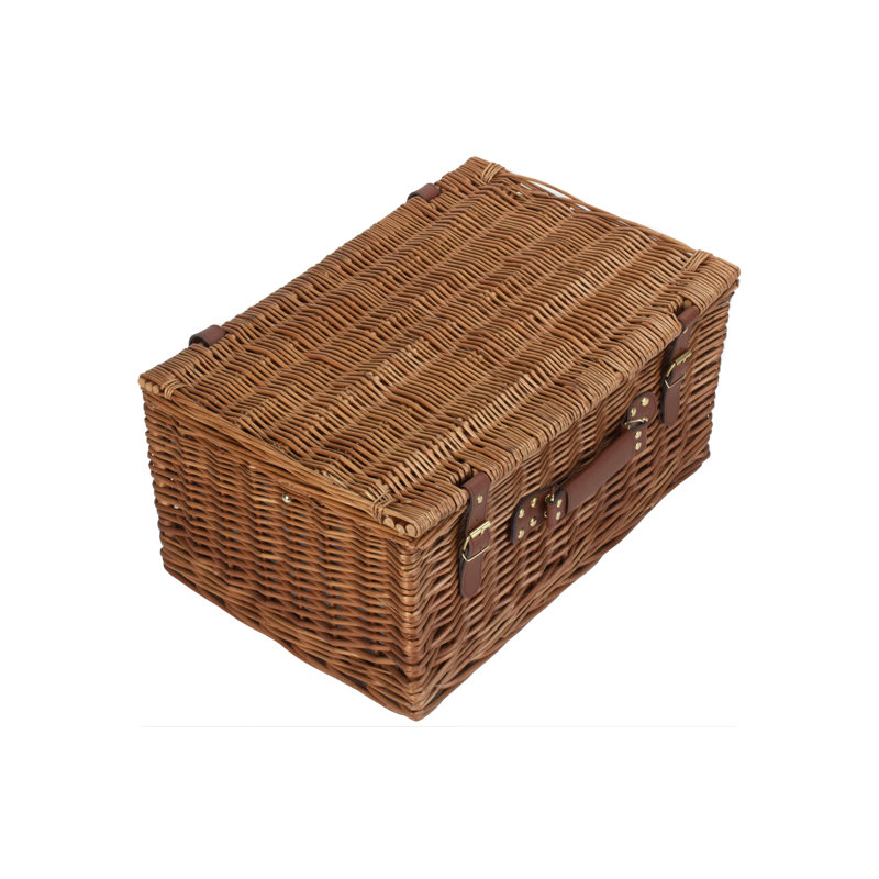 6 Person Wicker Fitted Picnic Hamper with Tweed Effect Lining