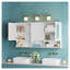 Armoire à pharmacie 55 po avec tablettes ouvertes - Armoire de rangement murale avec tablette réglable et porte miroir pour l'organisation au-dessus de la toilette, fabrication en bois massif blanc