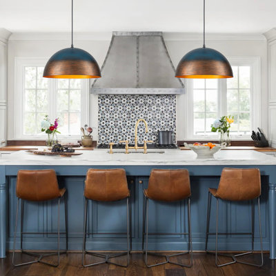 1 - Light Copper Painted Dome Shape Metal Pendant