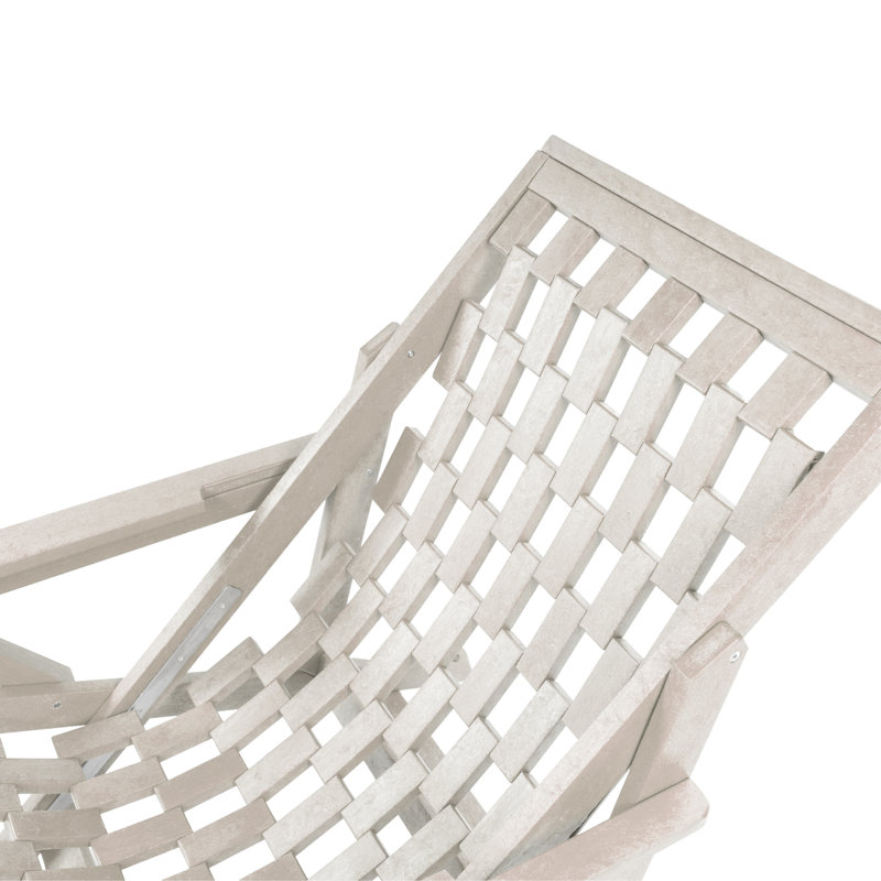 Pinecrest Fully Assembled All-Weather Outdoor Folding Lounge Chair and Table 3 Piece Set, Ivory