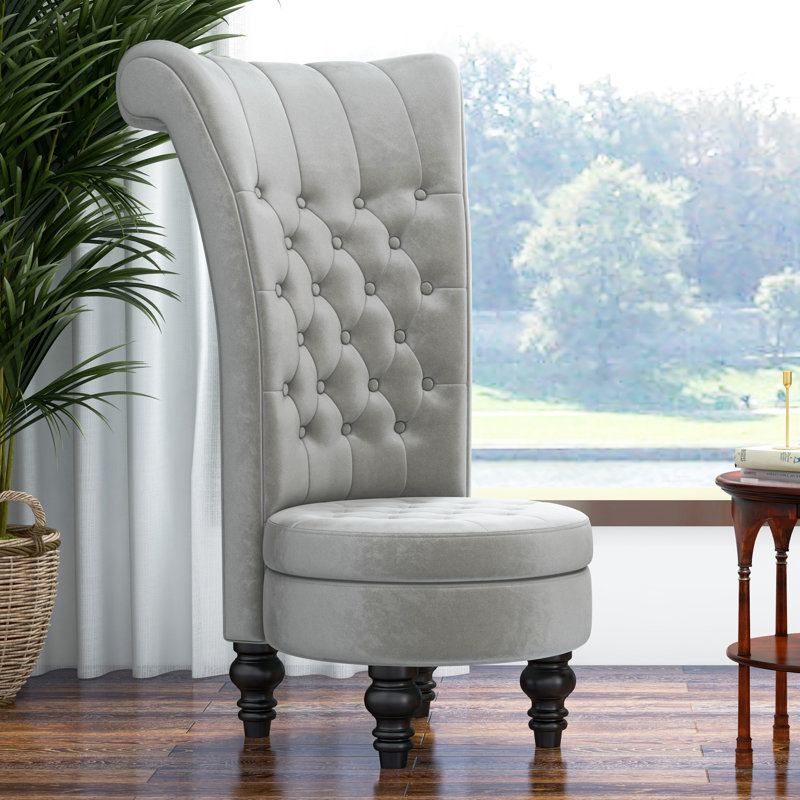 Cynai Velvet Wingback Chair, Gray Velvet