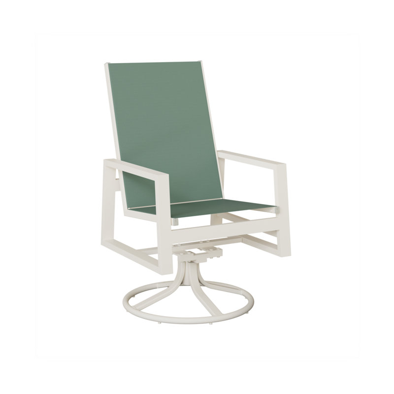 Chaise berçante berçante à haut dossier berçant Vida Berlin Gardens, Bleu sauge, Aluminium blanc mat