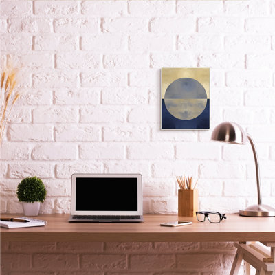 Abstrait coucher de soleil, interprétation bleue dorée délavée par Justin Thompson - impression