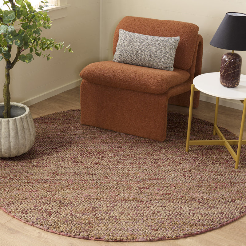 Ellmarie Hand Woven Jute/Wool Rug in Brown, Round 6'