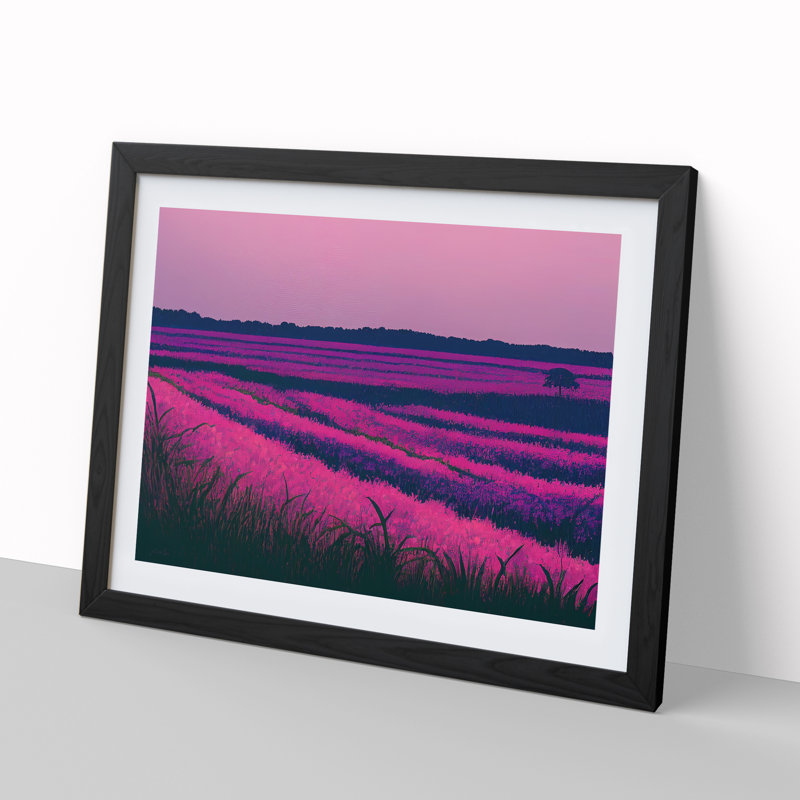 Soothing Bluebell Field - Framed Print, Black, 34cm H x 46cm W x 2cm D