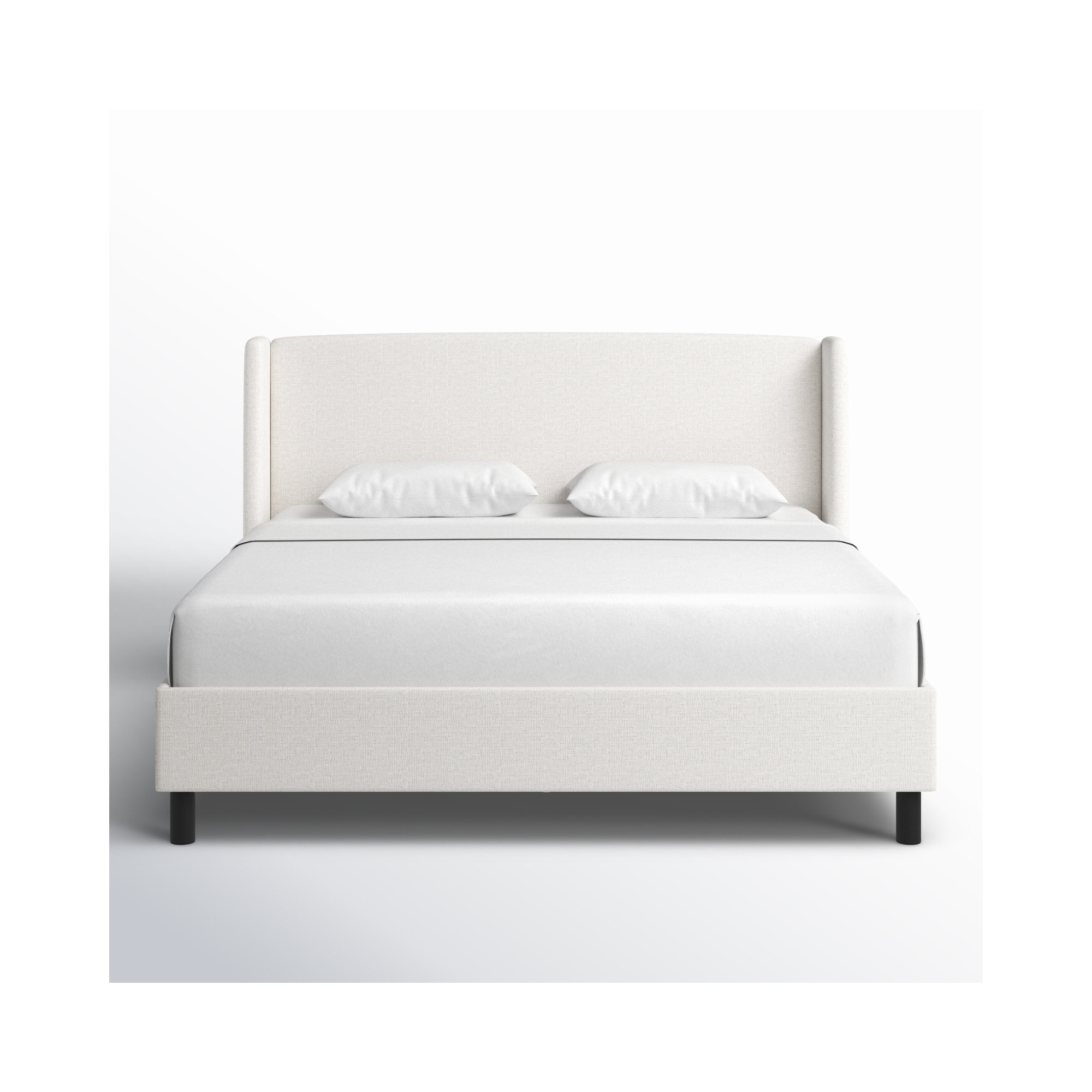Tilly Upholstered Low Profile Platform Bed, Zuma White Textured Linen, King