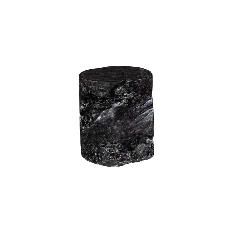 Black Wash Solid Wood Round Stool
