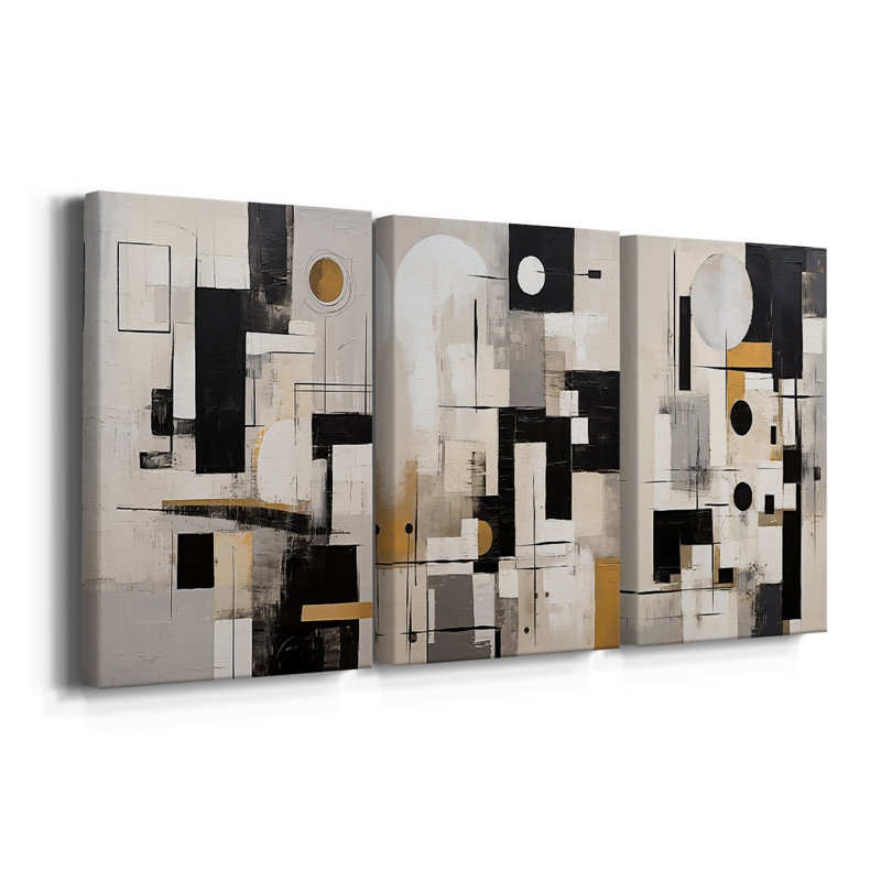 ABSTRACT Series CCCCLXXI - Toile tendue sur mesure - 3 pièces, H 36 po x l 72 po