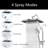13''High Pressure 5 Spray Rainfall Showerhead, 10 Spray Handheld,71'' Hose & Holder-124554975