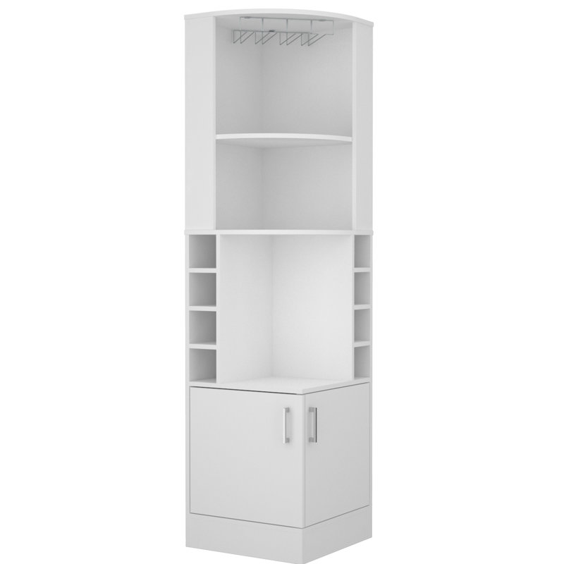 Armoire de bar autoportante blanche avec amplement d'espace de rangement pour 8 personnes, Blanc