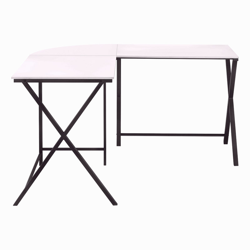 Computer Desk, Home Office, Corner, 55"L, L Shape, Work, Laptop, White Laminate Metal, Contemporary, Modern, White
