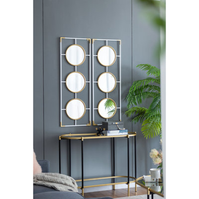 Cadre doré et blanc 15,5 x 43,5 po avec miroir