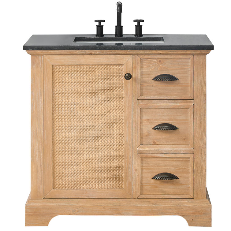 36 Contemporary Bathroom Vanity with Top Sink, 2 Soft Close Doors, and 6  Drawers, Brown - ModernLuxe