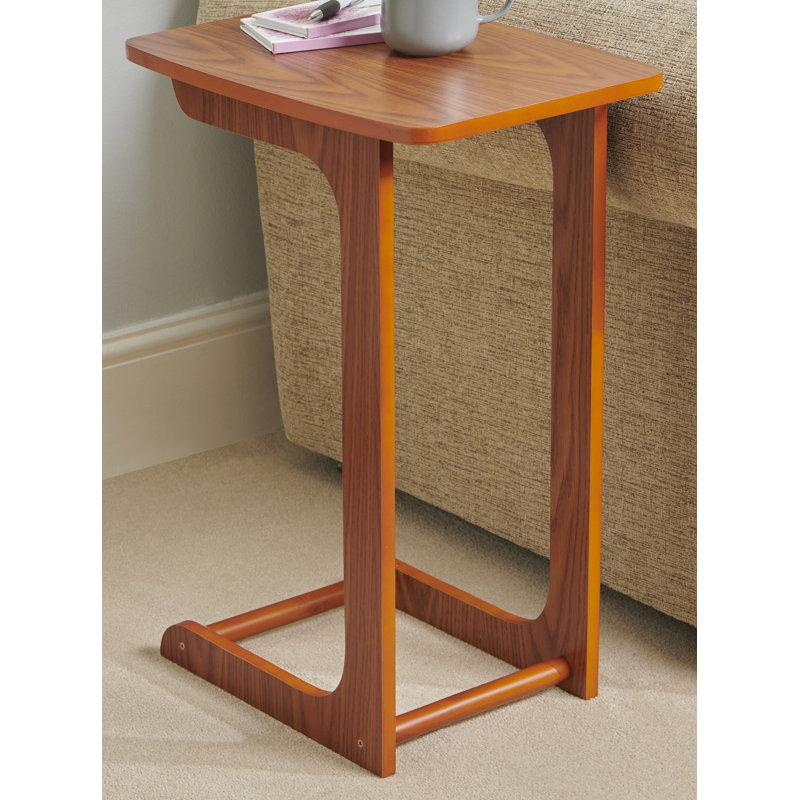 Cafferata C-Shaped Wooden End Table, Oak