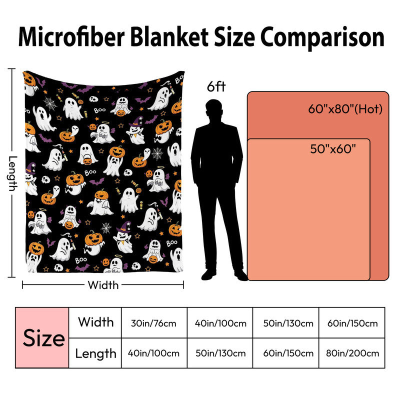 Jeté en flanelle JYK Halloween, en microfibre moelleuse, douce et confortable, 40 po x 50 po, motif citrouille fantôme