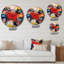 Horloge murale rouge et bleue cubiste Fusion-93382478