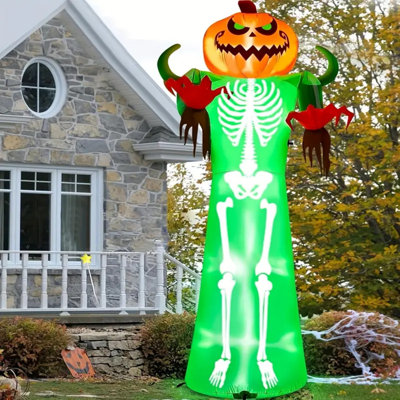 12Ft Halloween Inflatable With LED Light, Giant Pumpkin Halloween Outdoor Decoration