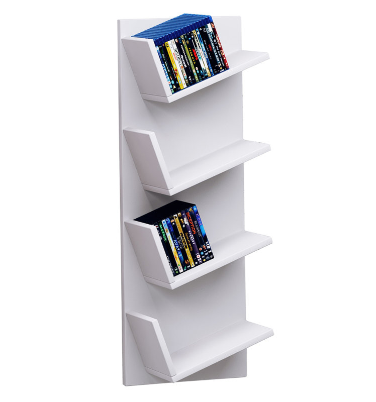 H Media Shelves, White, 180cm H x 33cm W x 16cm D