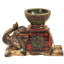 Grand porte-bougie éléphant indien en bois peint à la main