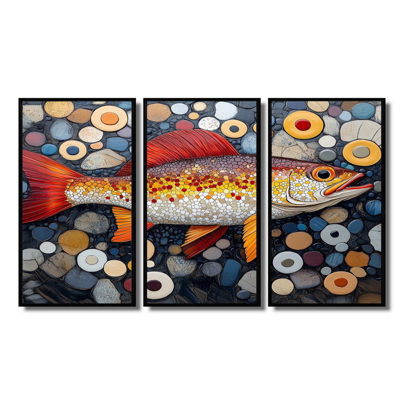 «Red and Orange», ensemble d'impressions murales arctiques, H 28 po x l 36 po x P 1 po, Toile avec cadre flottant noir