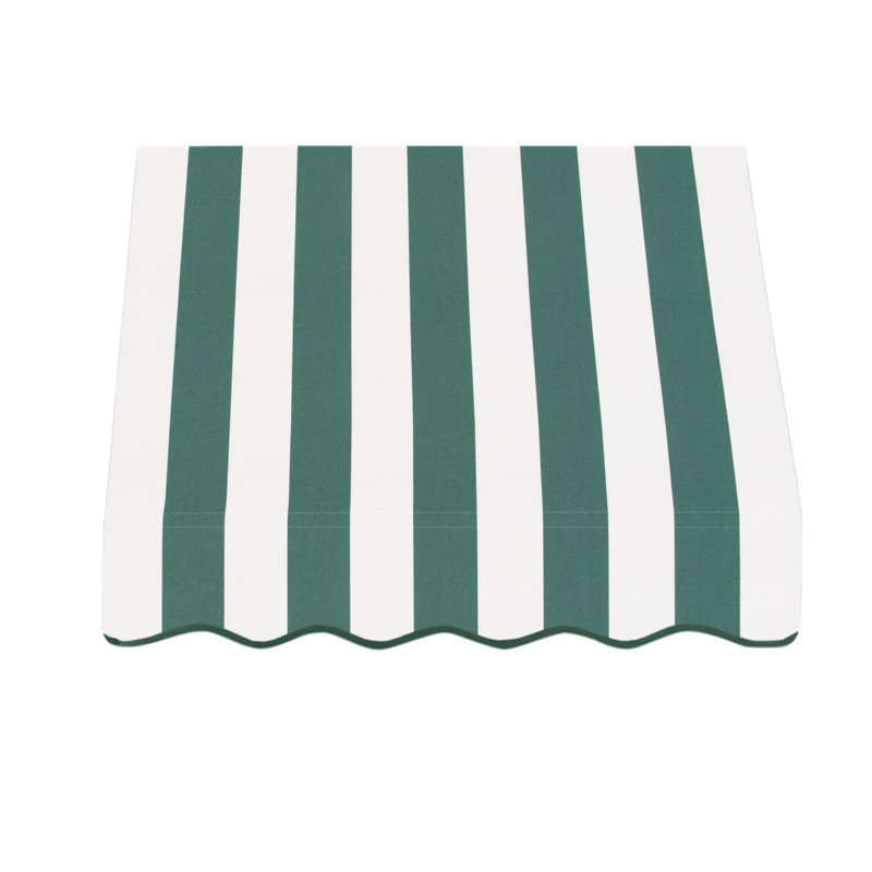 Auvent fixe en tissu acrylique San Francisco Awntech, H 24 po x l 52,5 po x P 42 po, Forêt / rayure blanche