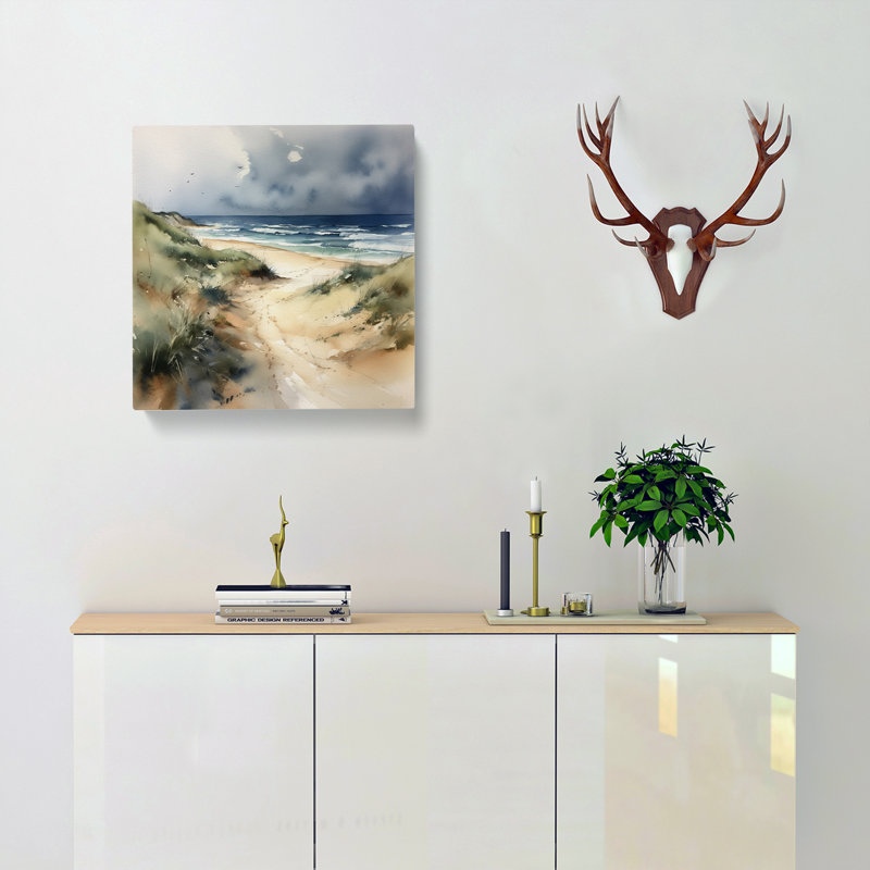 Beach Watercolour Art Prints, 50cm H x 50cm W x 3cm D