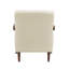Fauteuil contemporain en cuir beige, respirant et d'appoint avec accoudoirs roulés au fini noyer-4535953