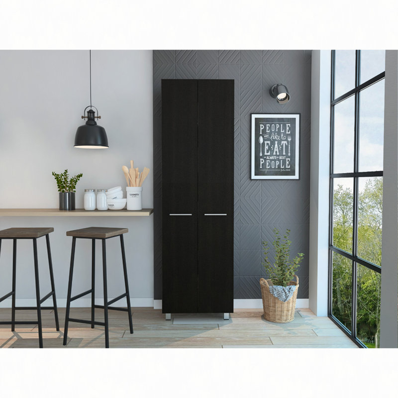 Garde-manger Baleare, cinq tablettes intérieures, quatre pieds, Noir