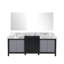 Armoire de salle de bain 80 po Lexora Zilara en noir et gris avec plateau et miroir