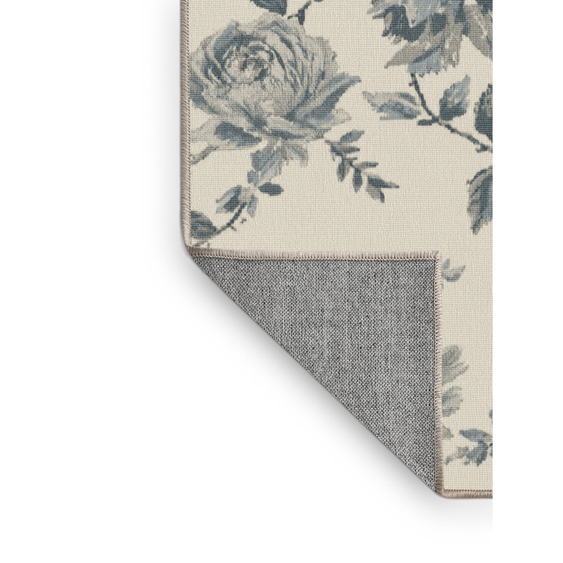 Machine Washable Osiyo Traditional Floral Rug in Beige – Beige Binding, 5x7