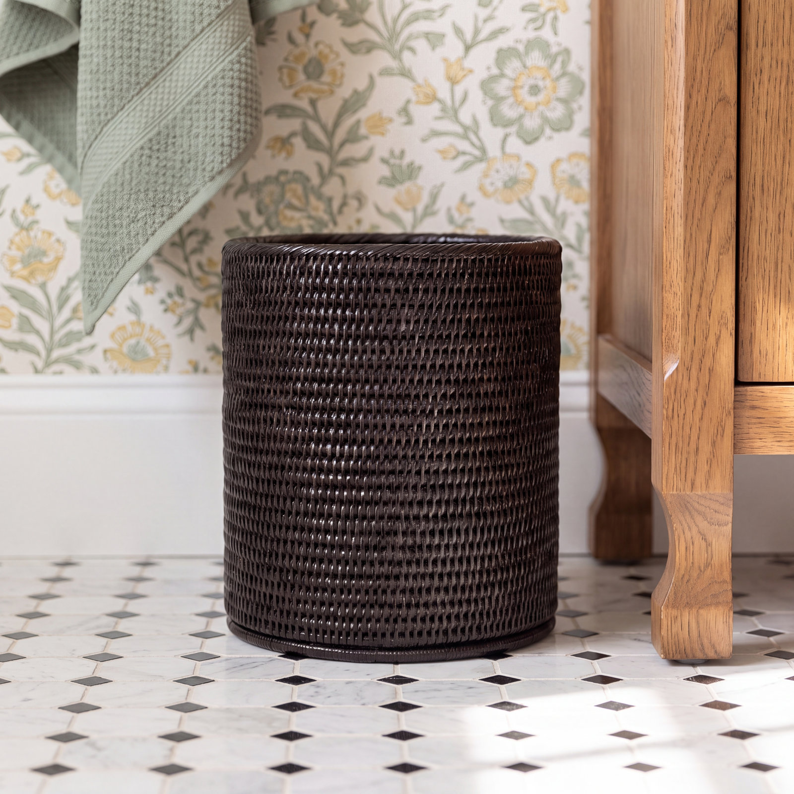 Sunbury 4.5gal Waste Basket, Tudor Black