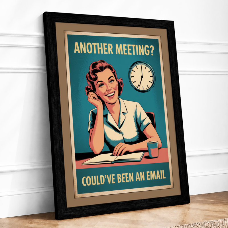 Another Meeting? Retro - Framed Print, A2 - 59.4 x 42.0 cm, Black