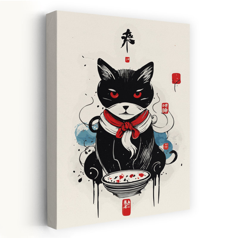 Contemporary Art Contemporary Cat Wall Art - Wrapped Canvas Print, 45.72 cm H x 30.48 cm W