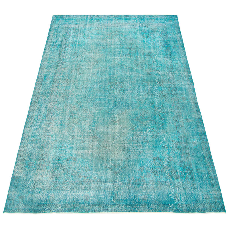 Tapis turquoise à transition de couleur 6 pi 11 po x 10 pi 3 po