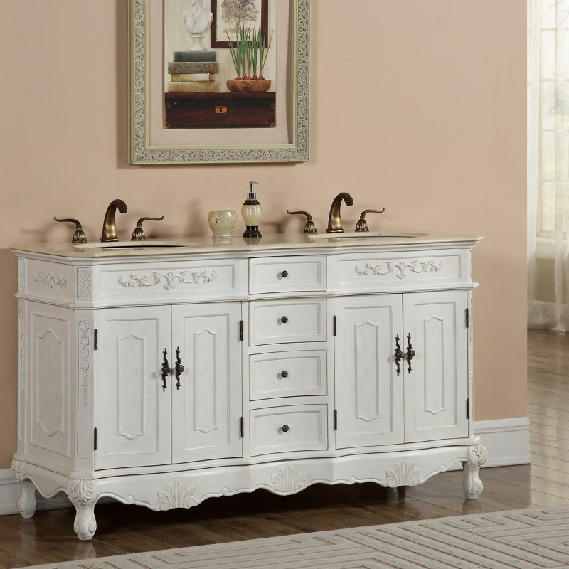 Ensemble de meuble-lavabo double 60 po Burnet, Blanc antique