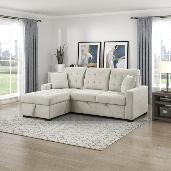 Ebern Designs Eleen 2-Piece Sectional Sofa Sleeper with Hidden Storage ...