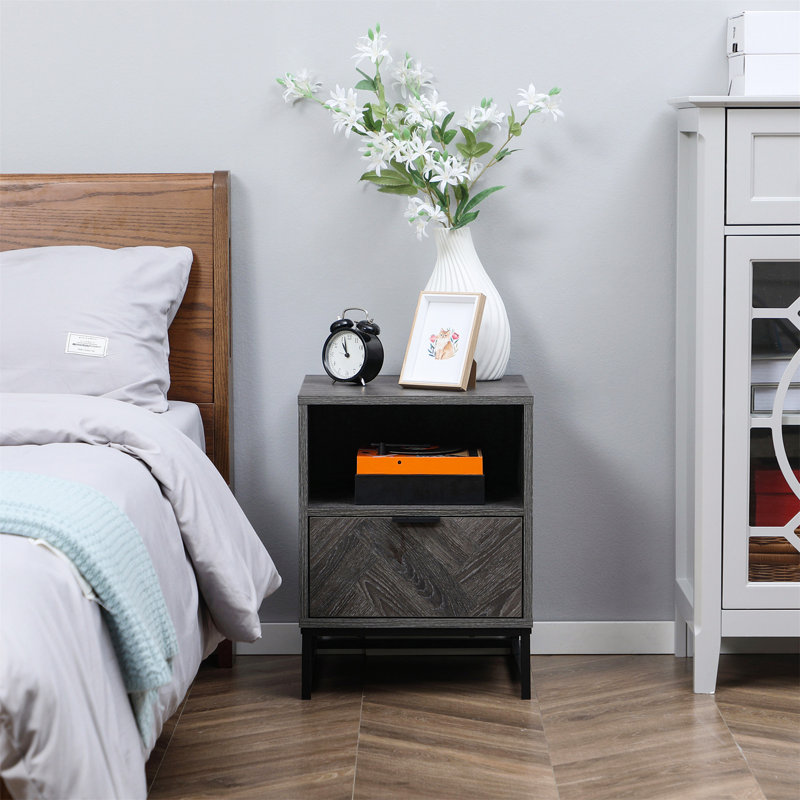 Ajeya 40cm W Steel Bedside Table