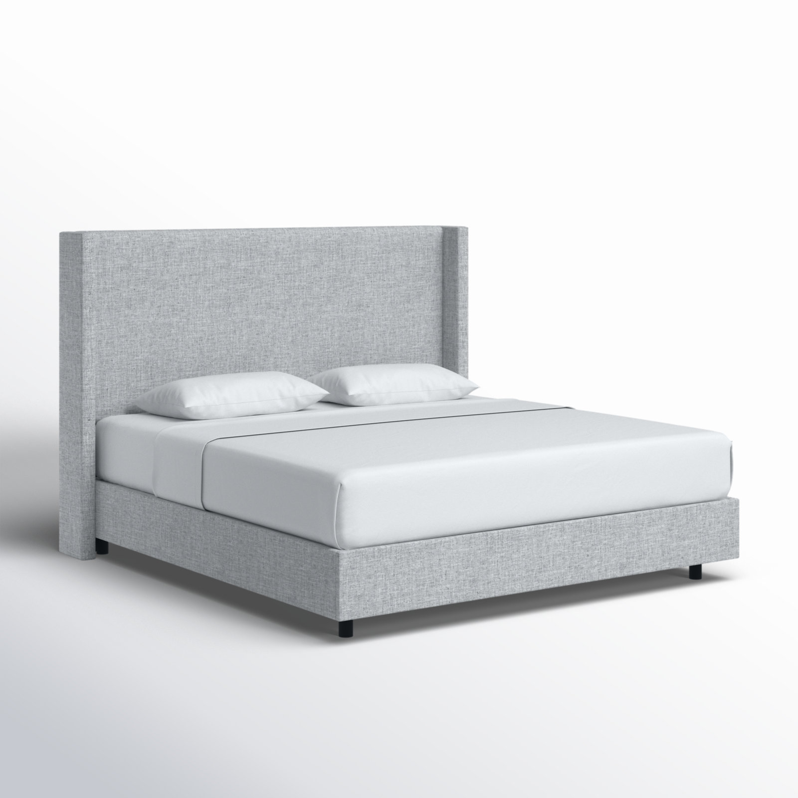 Hanson Linen Upholstered Wingback Bed, Queen, Zuma Pumice Textured Linen