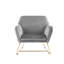 Fauteuil d'appoint en velours gris de 29,5 po avec base en métal Kyra-82286674