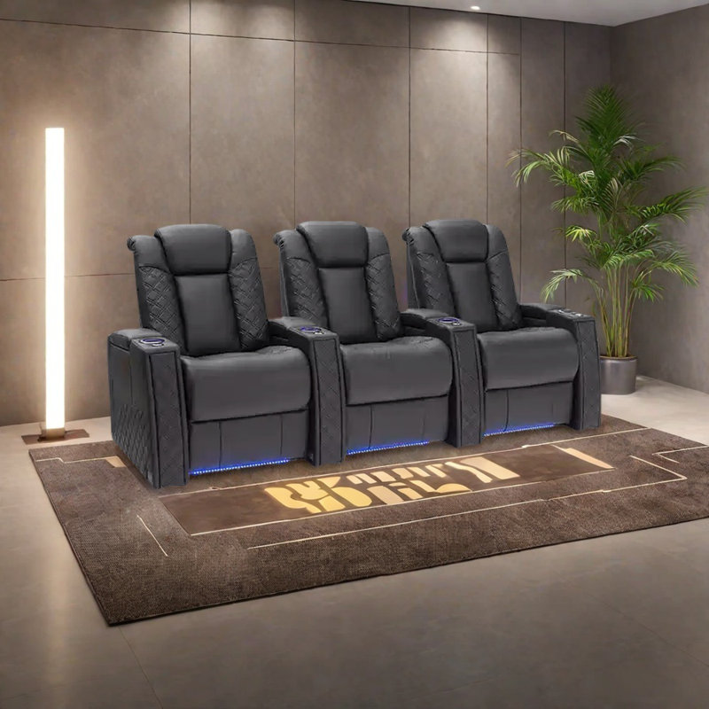 Multi-functional TV sofa in basement, Black