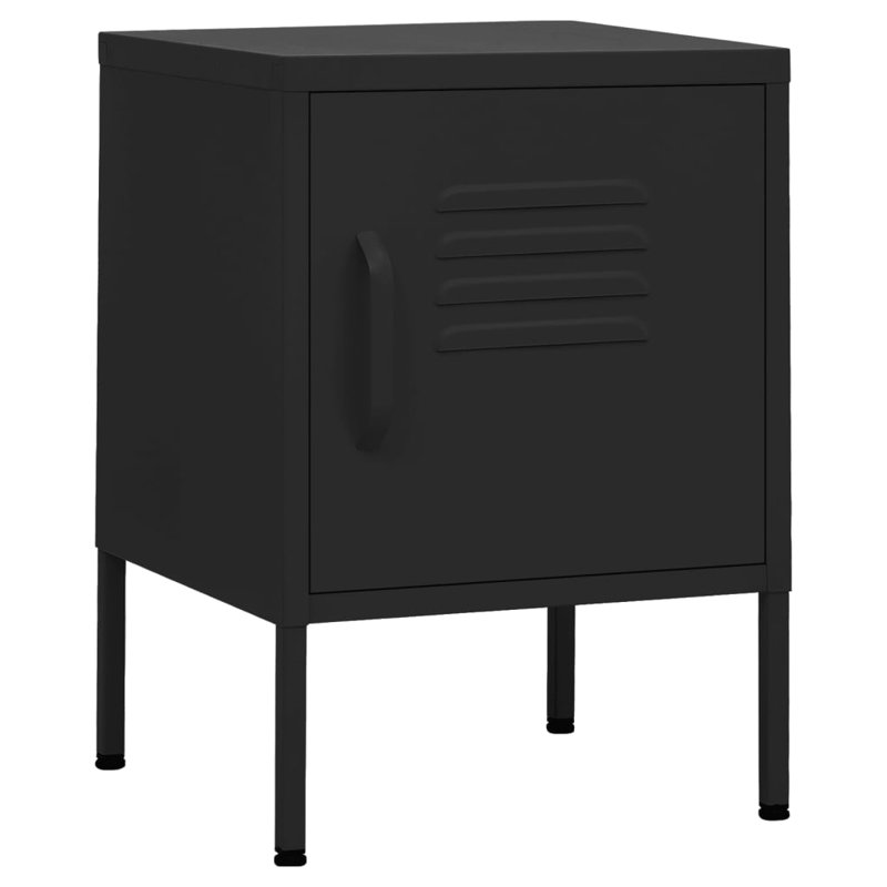Izzabel 35cm W Steel Bedside Table, Black, Set of 2