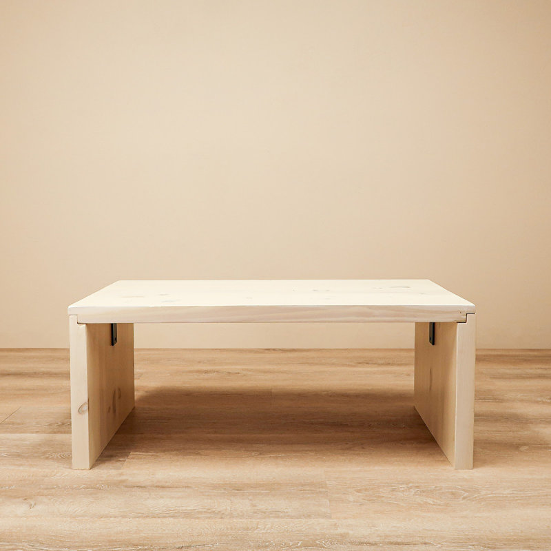 Branda Solid Wood Single Coffee Table, 15" H x 36" L x 18" W, White Washed