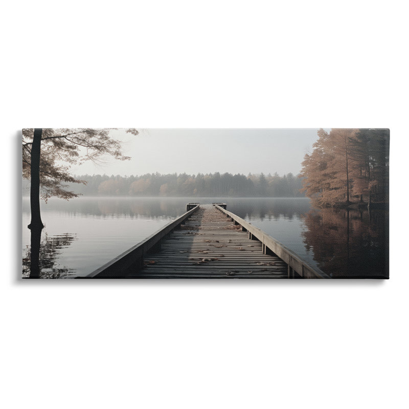 «Woodland Lake Dock» par Ray Powers, reproduction d'art sur toile tendue, H 17 po x l 40 po x P 1,5 po