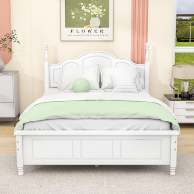 Wood Platform Bed with Wooden Slat and Headboard