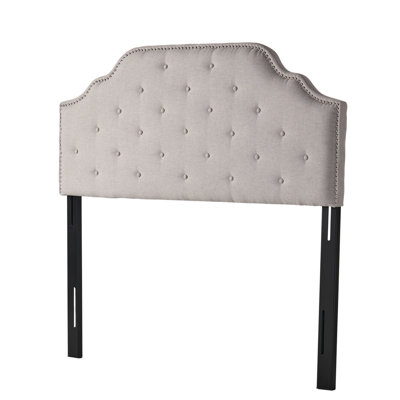 Queen & Full Sized Headboard In Grey Fabric - Contemporary Flair With Button Tufting And Delightful Nailhead Accents Assembly Required Gorgeous