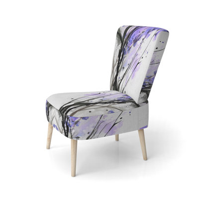 Abstract Orange Flowers - Upholstered Traditional Accent Side Chair