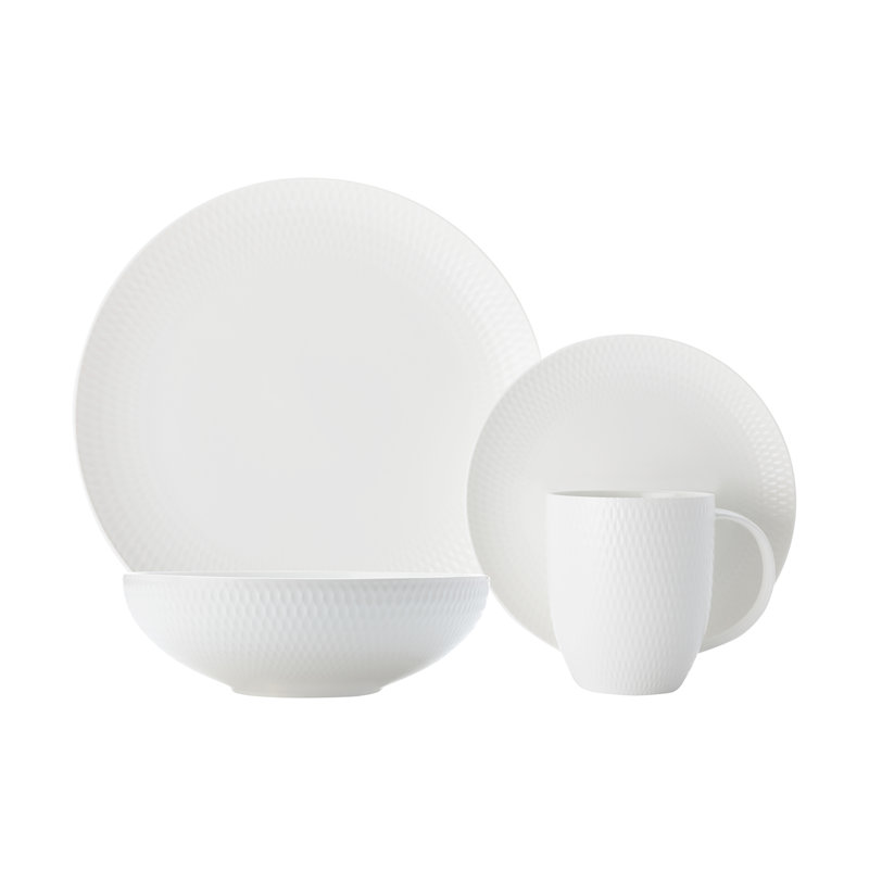 Maxwell & Williams White Basics Diamonds 16 Piece Dinner Set, Service for 4