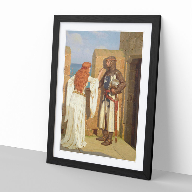 The Shadow by Edmund Leighton - Framed Print, 48cm H x 36cm W x 2cm D, Black Framed
