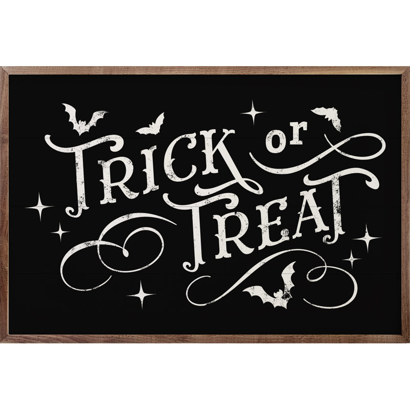 Trick Or Traite Bats And Curls - noir, L 8 po x H 5 po, Noir / blanc