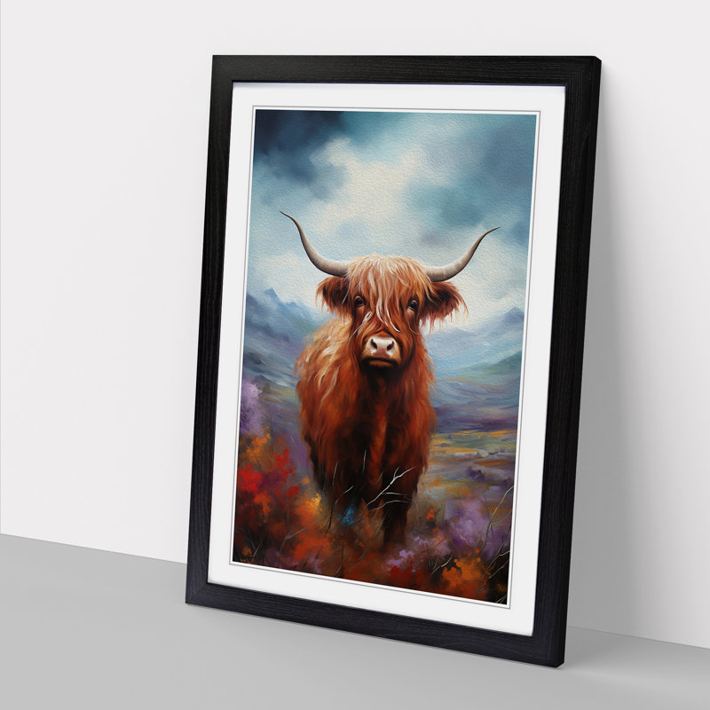 Highland Cow Modern - Single Picture Frame Print on Wood